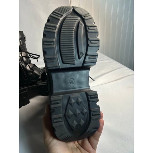 Ankle boots, Boots Black VEGAN Leather Unisex Platform Sandal Goth emo Sz 37 - Picture 7 of 7